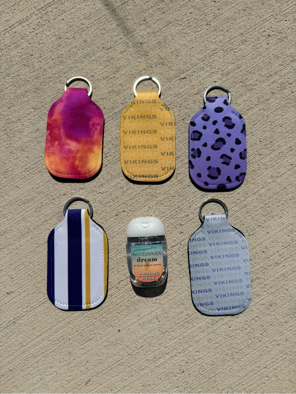 NWOT-Colorful Hand Sanitizer Holder Keychains (5)